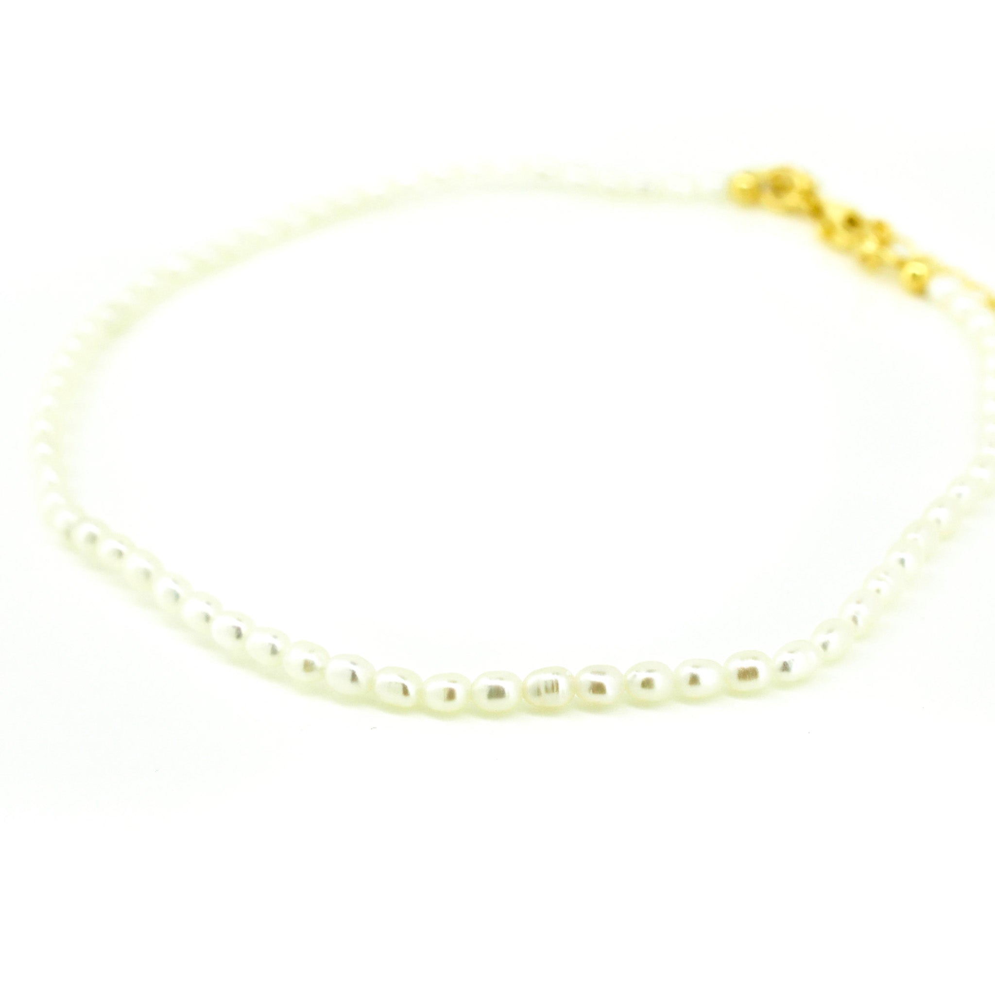 dainty rice pearl necklace with gold clasp