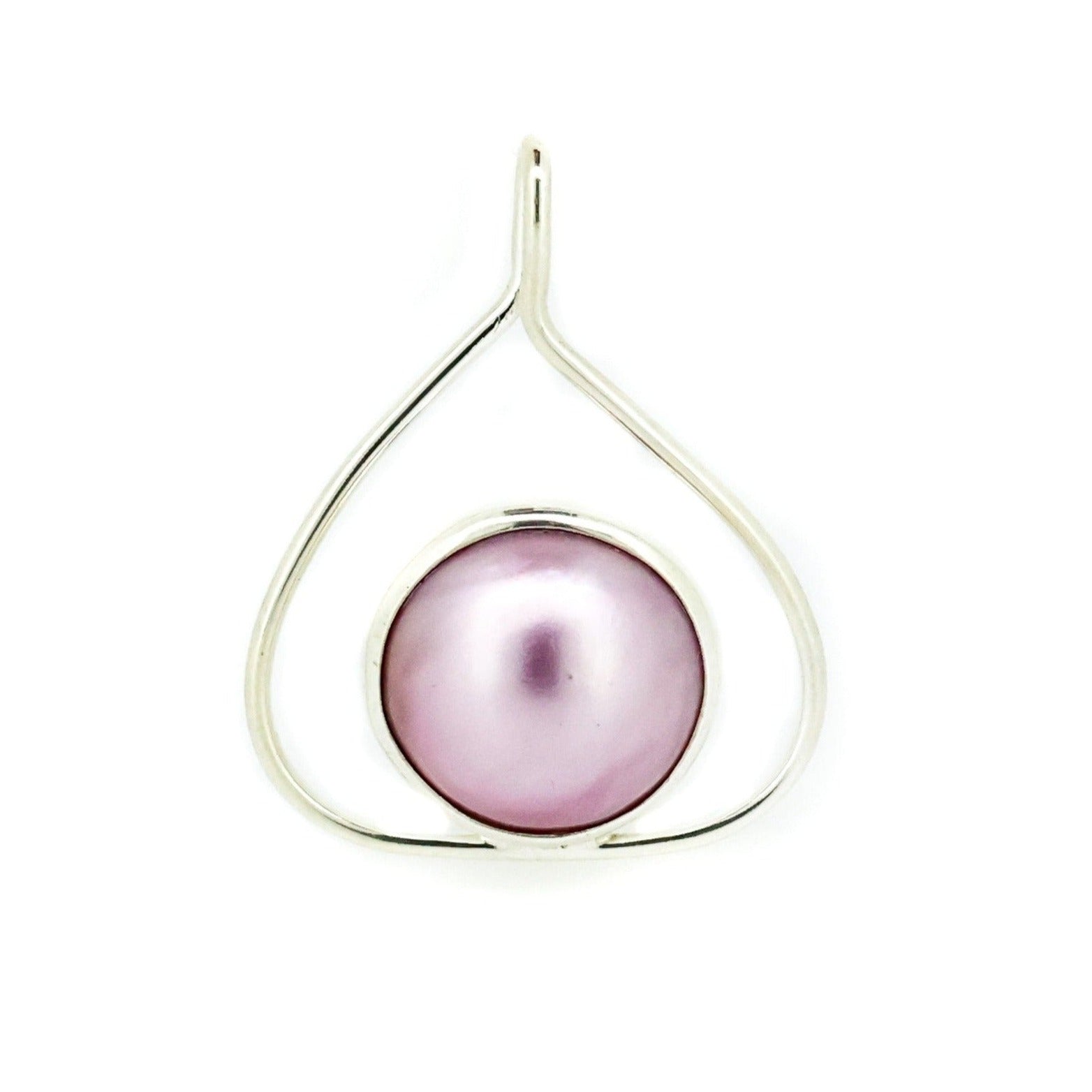 pink mabe full moon pendant