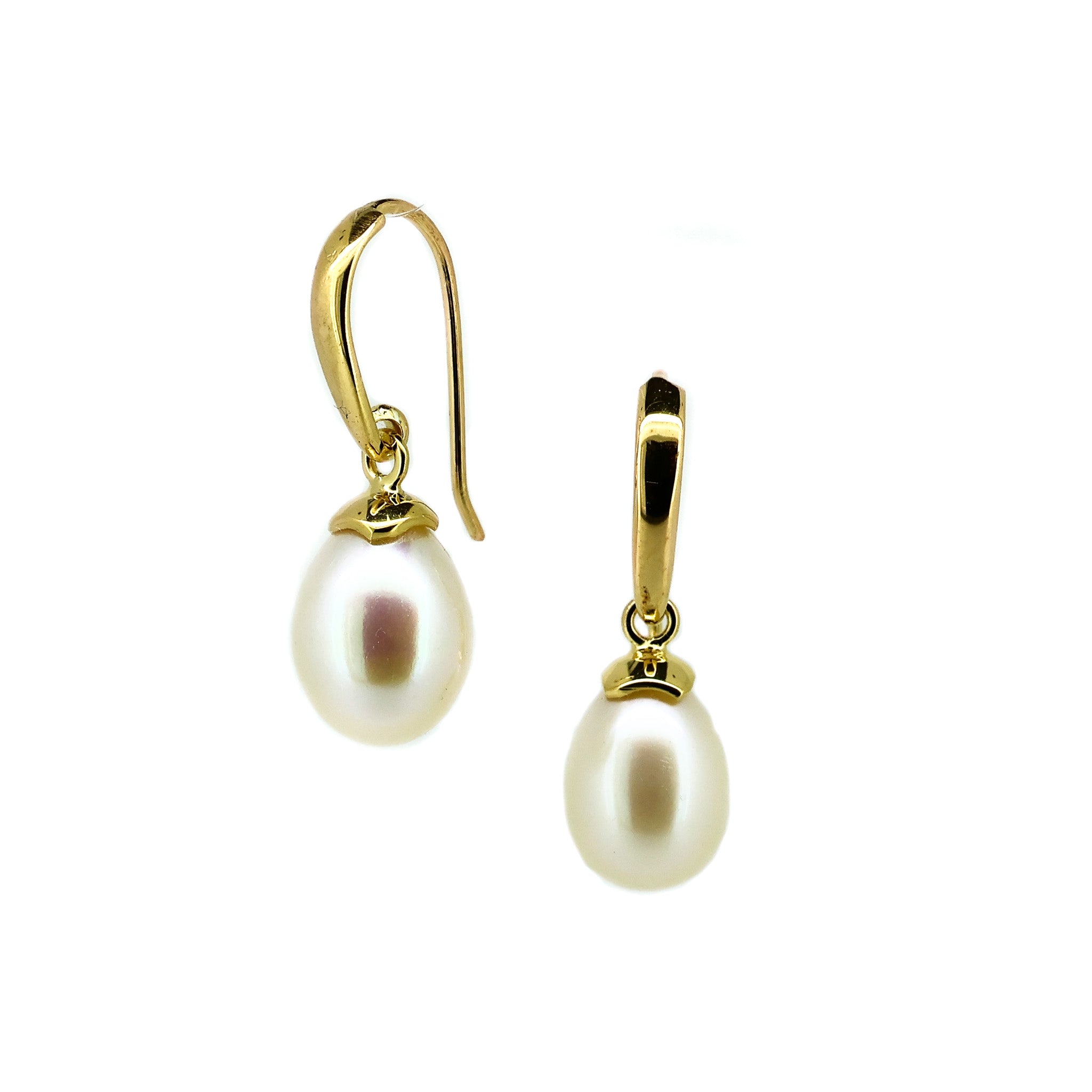 gold pearl hook earrings