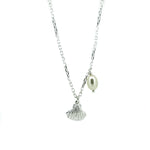 dainty silver shell pendant with freshwater pearl detail