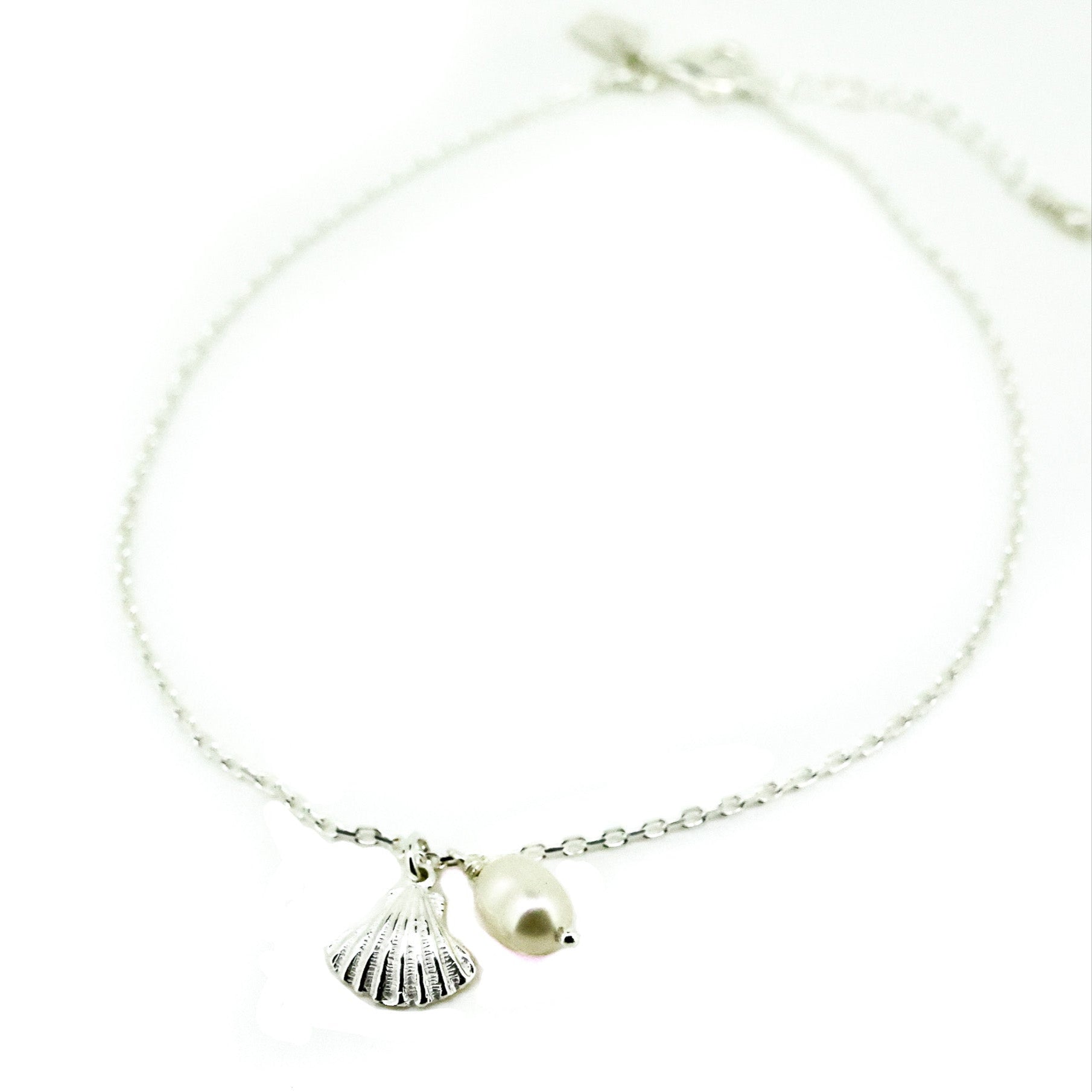 SHELL PEARL DAINTY SILVER ANKLET
