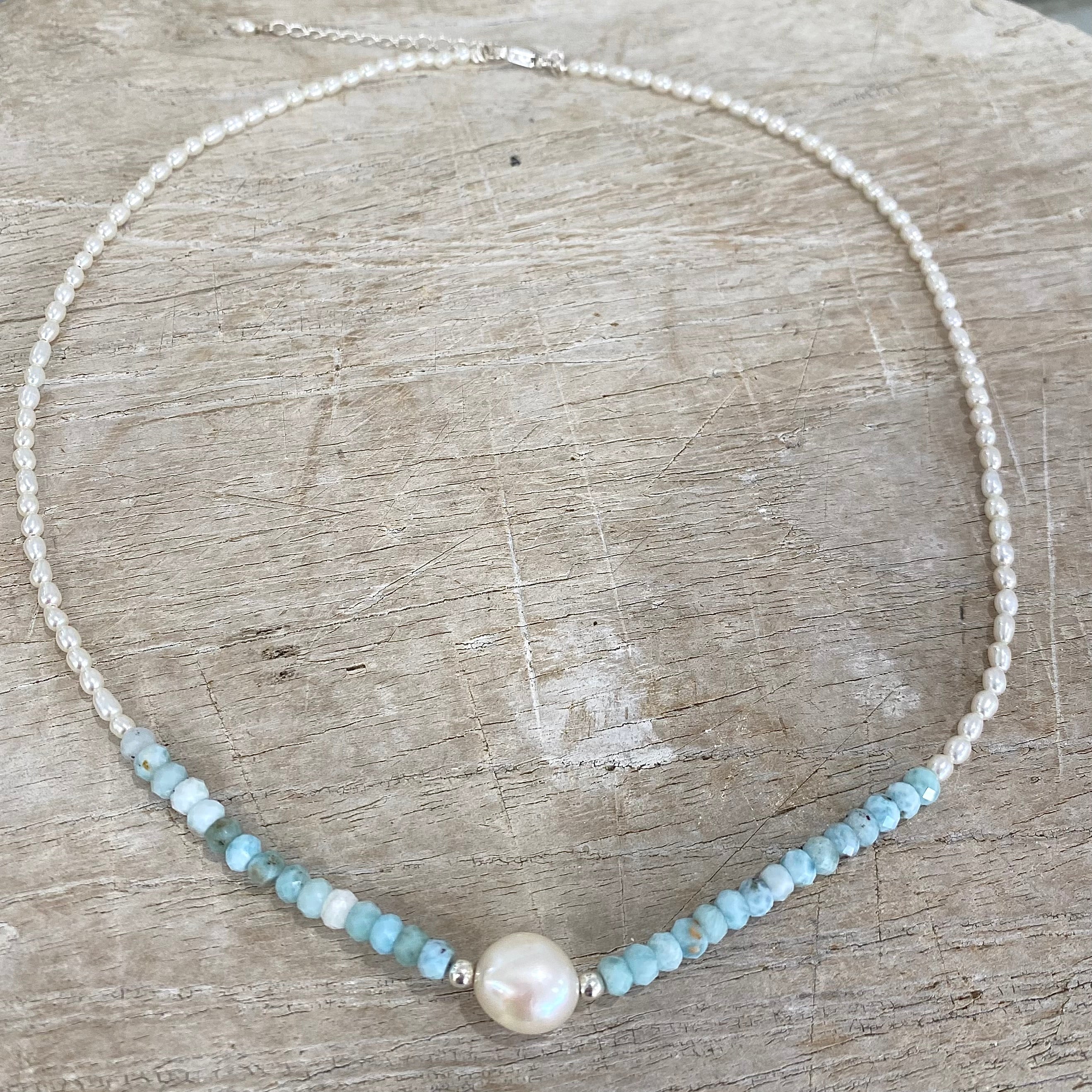 blue lagoon larimar pearl necklace