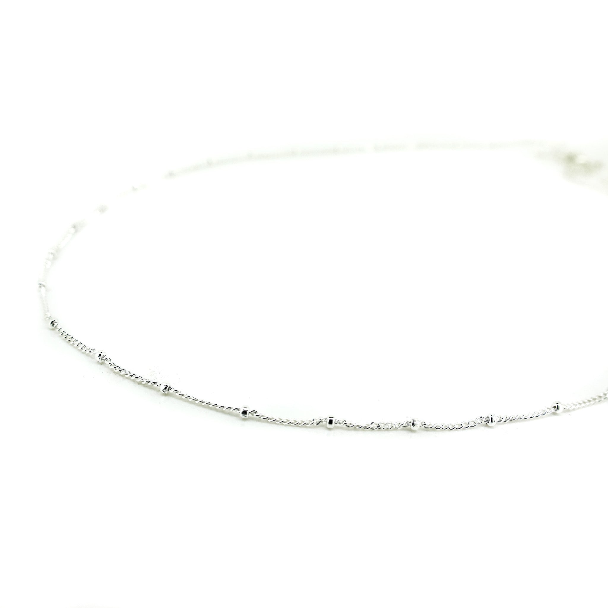 silver dainty ball and link chain adjustable