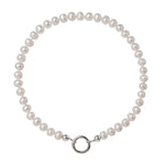 10mm pearl necklace with silk knots and silver clasp