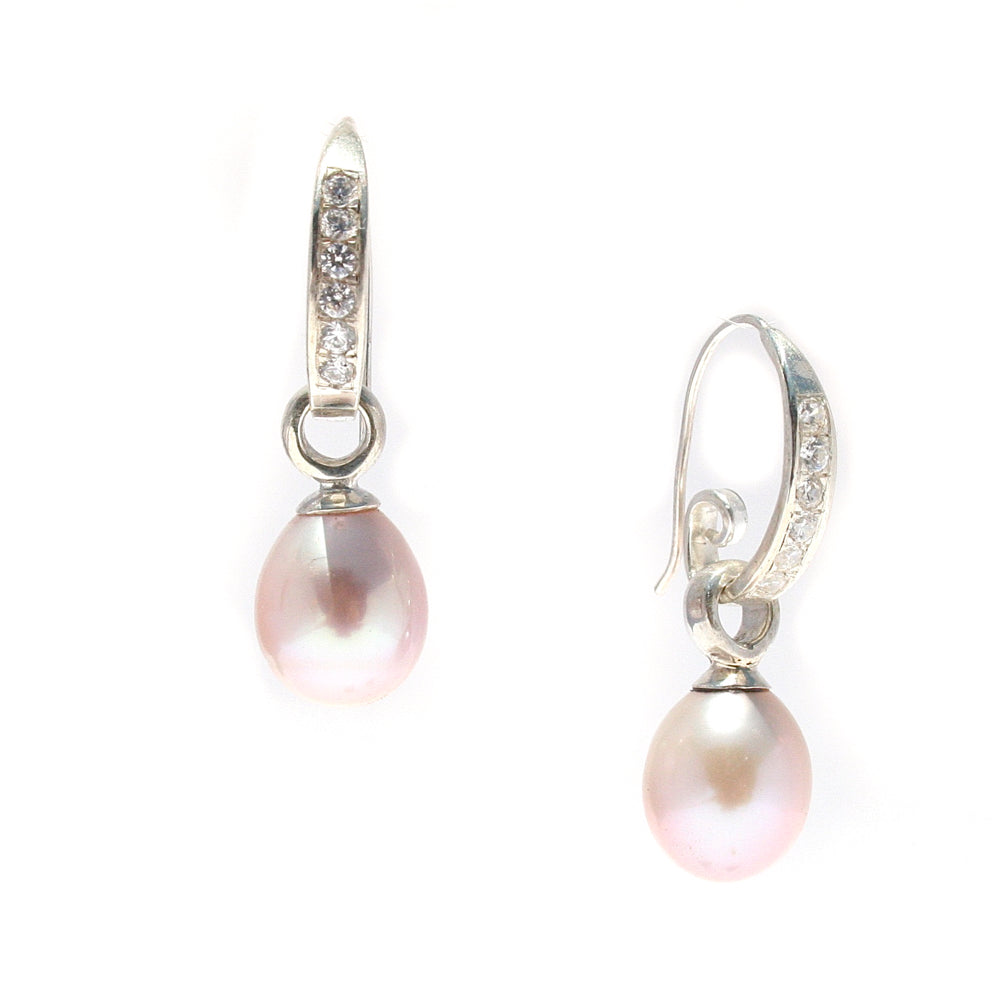 Pink pearl drop earrings new arrivals