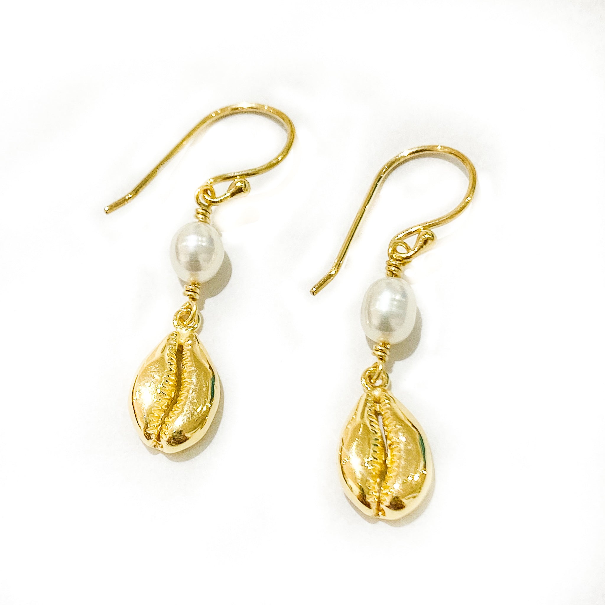cowrie shell gold earrings