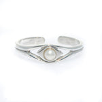 silver toe ring with pearl