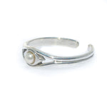 silver toe ring with pearl detail