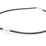 LARA PEARL SILVER DETAIL NEOPRENE NECKLACE