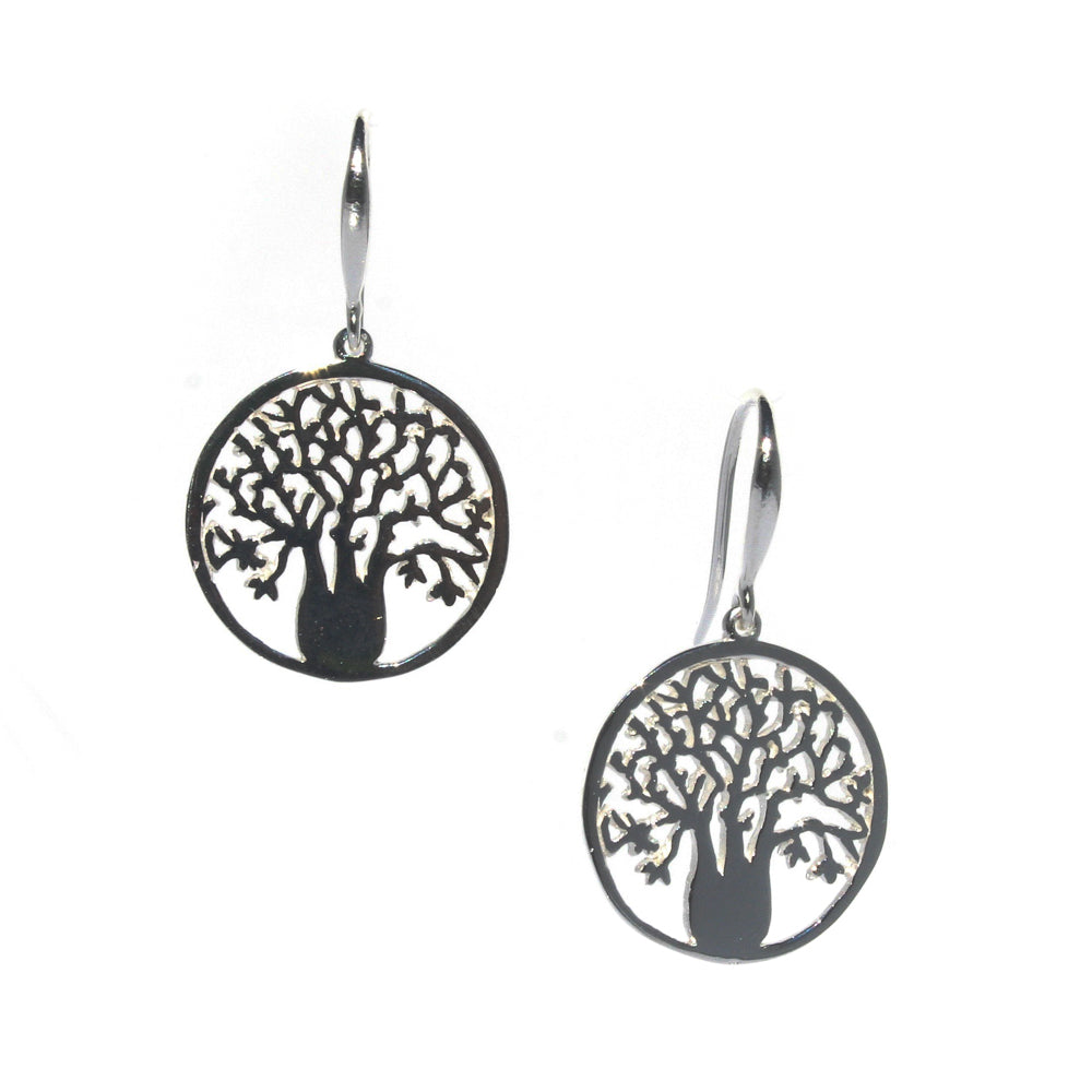 silver boab tree of life earrings