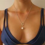 sterling silver lariat necklace with pearl