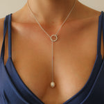 sterling silver lariat necklace with pearl