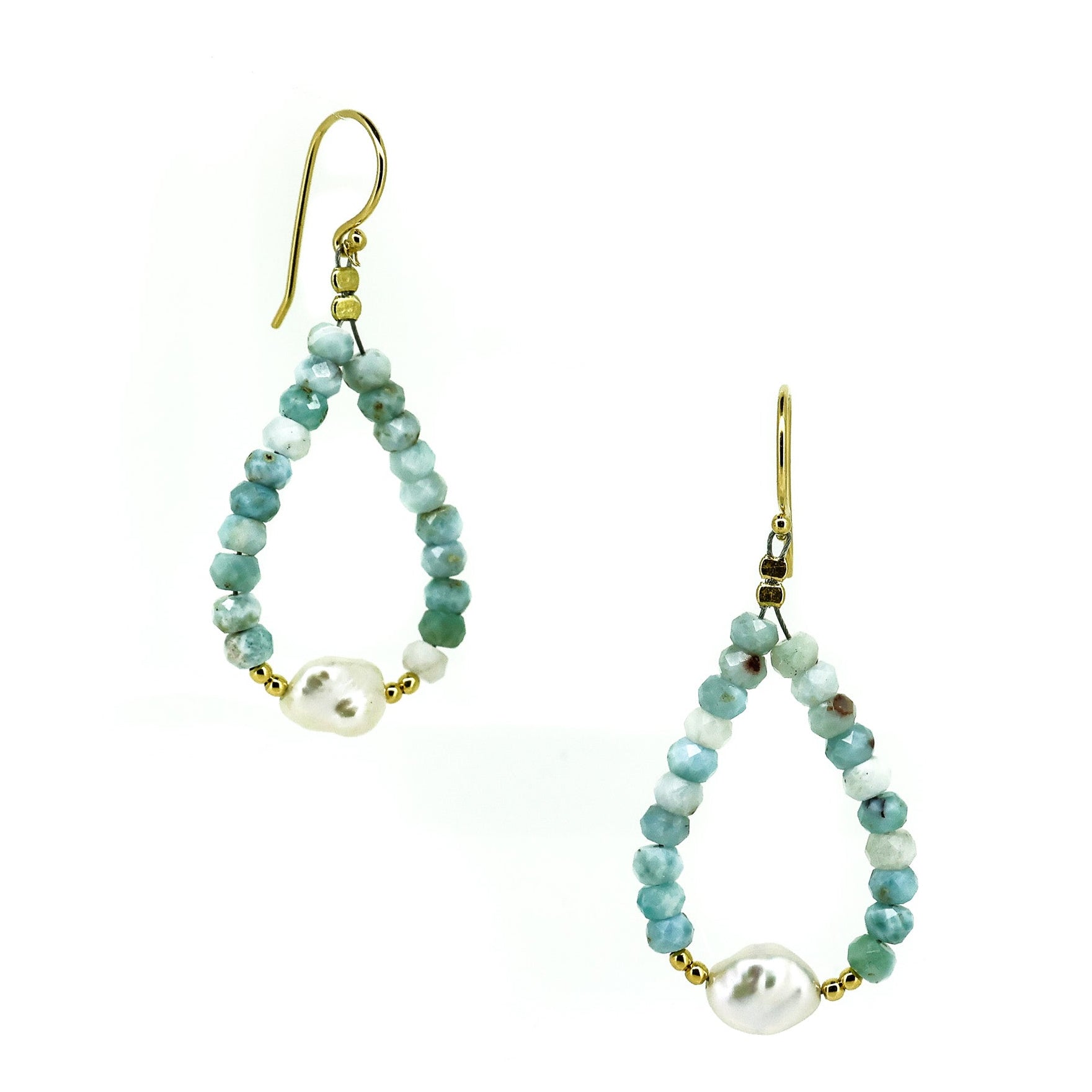 boho larimar earrings in gold