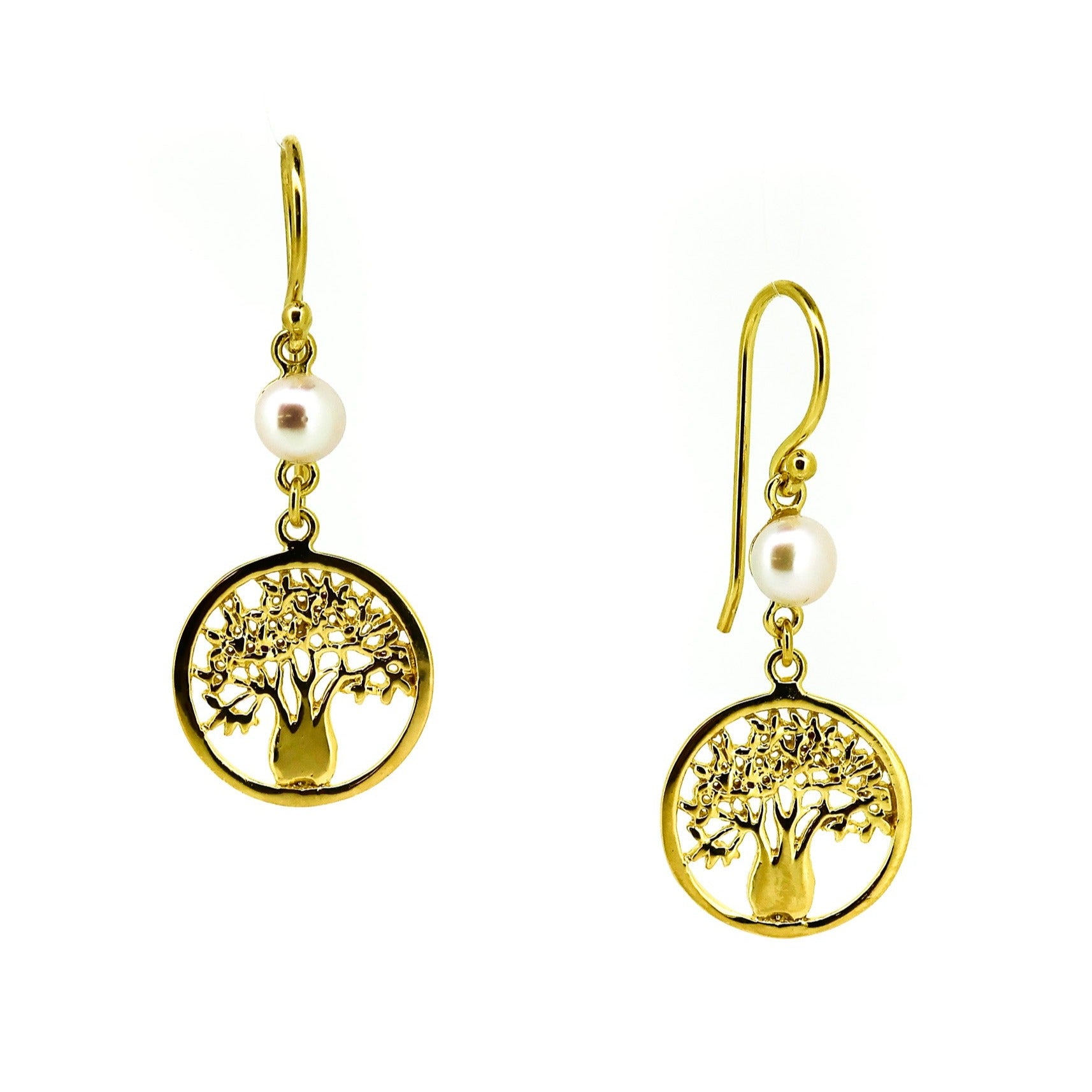 gold boab earrings with a pearl