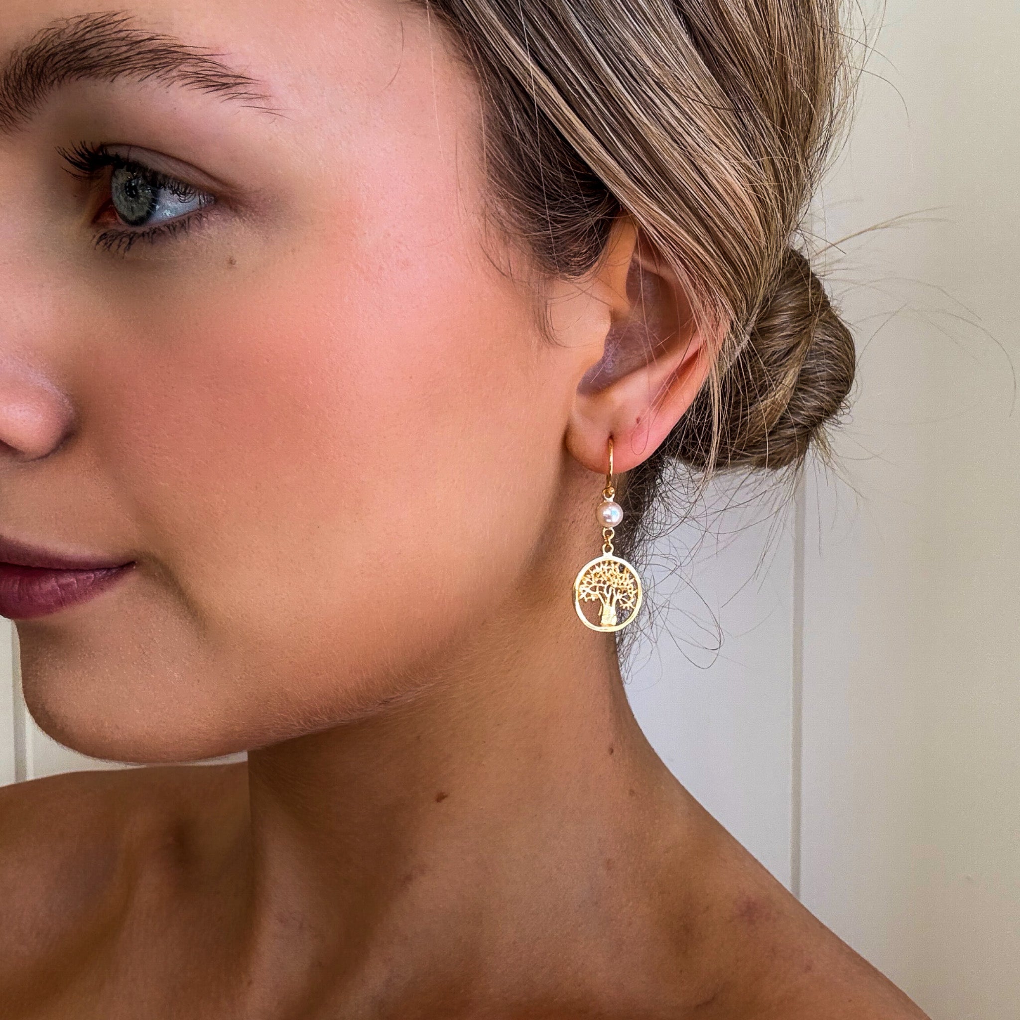 boab tree earrings in gold