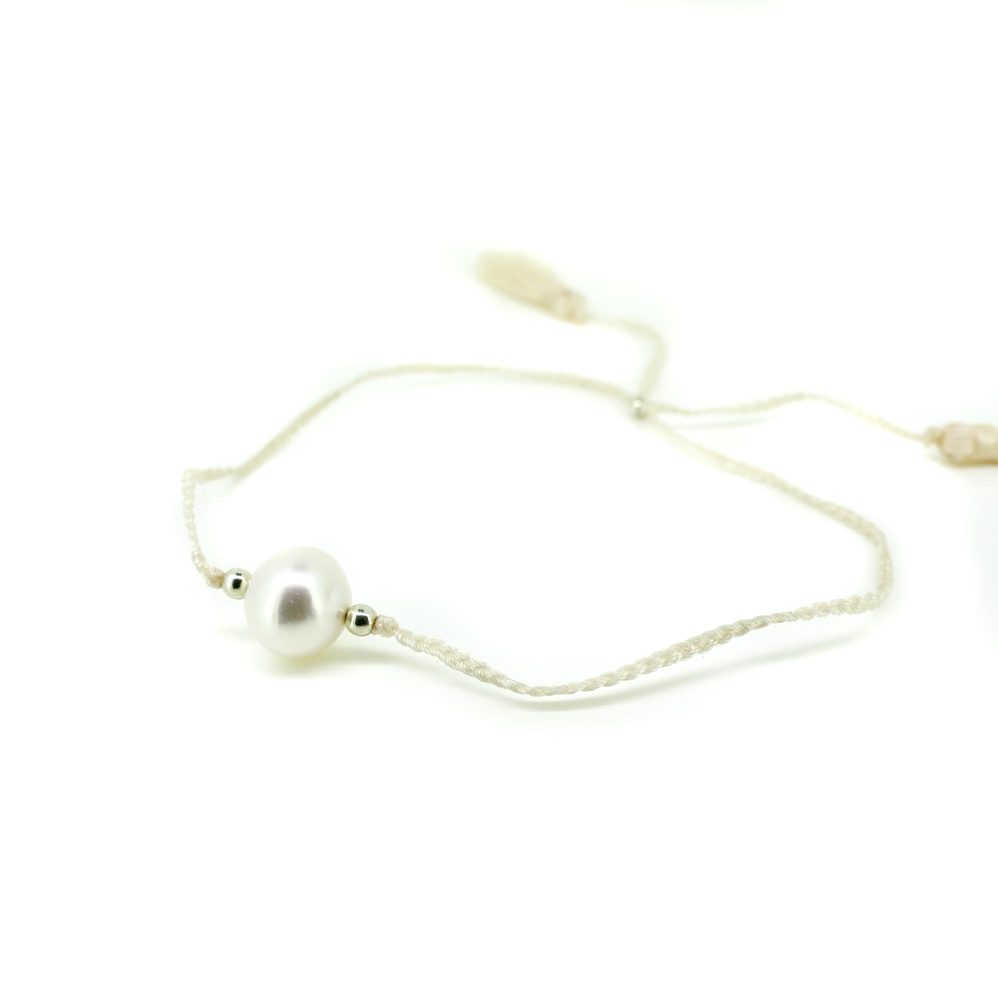 boho cream pearl tassel anklet