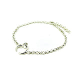 Full Moon Pearl Bracelet in sterling silver with crescent moon and freshwater pearl – flat lay
