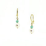 Festival pearl and larimar earrings in gold vermeil designed in Broome WA