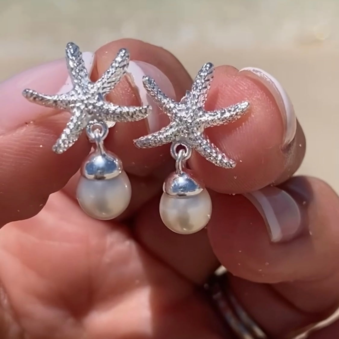 starfish pearl studs