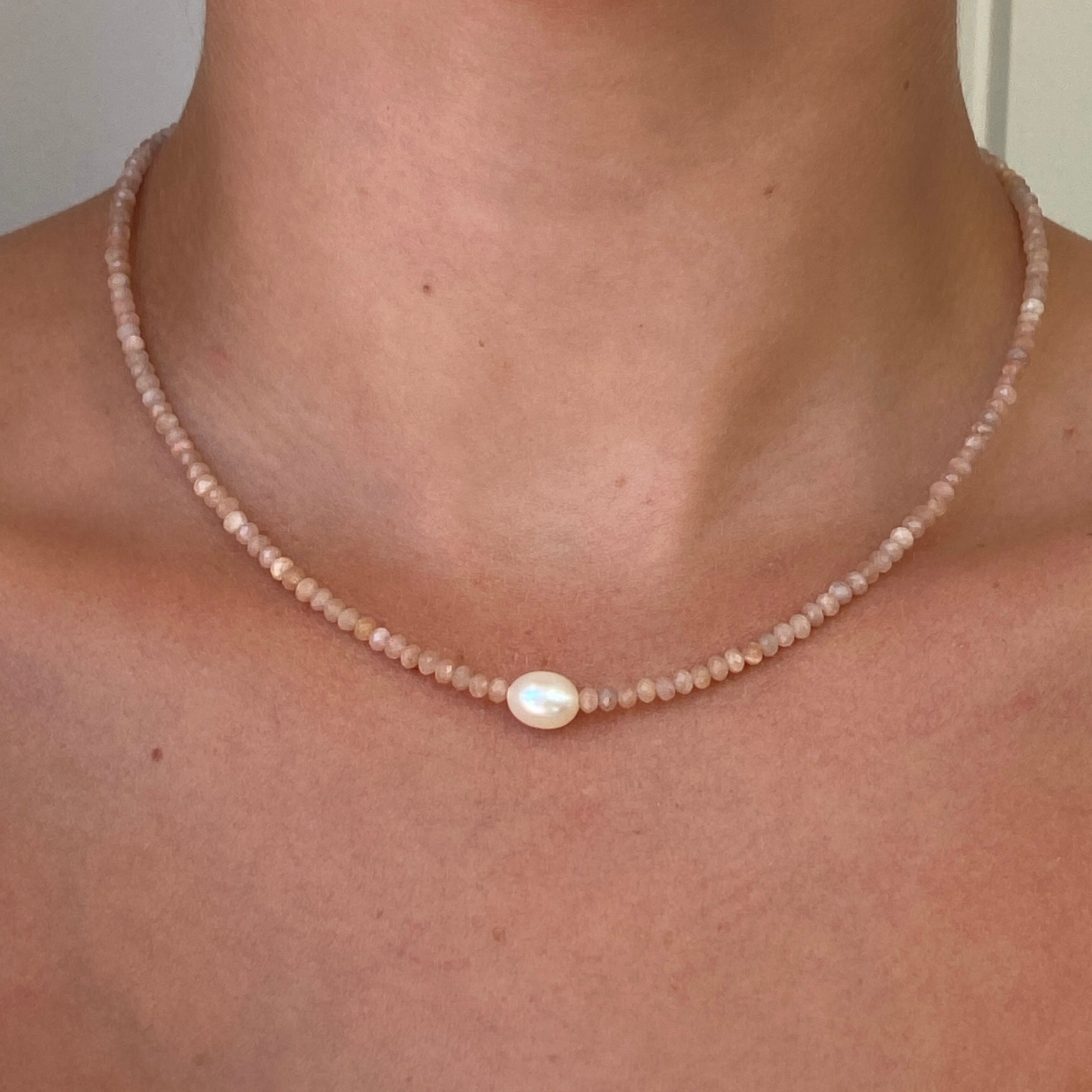 moonstone keshi pearl necklace