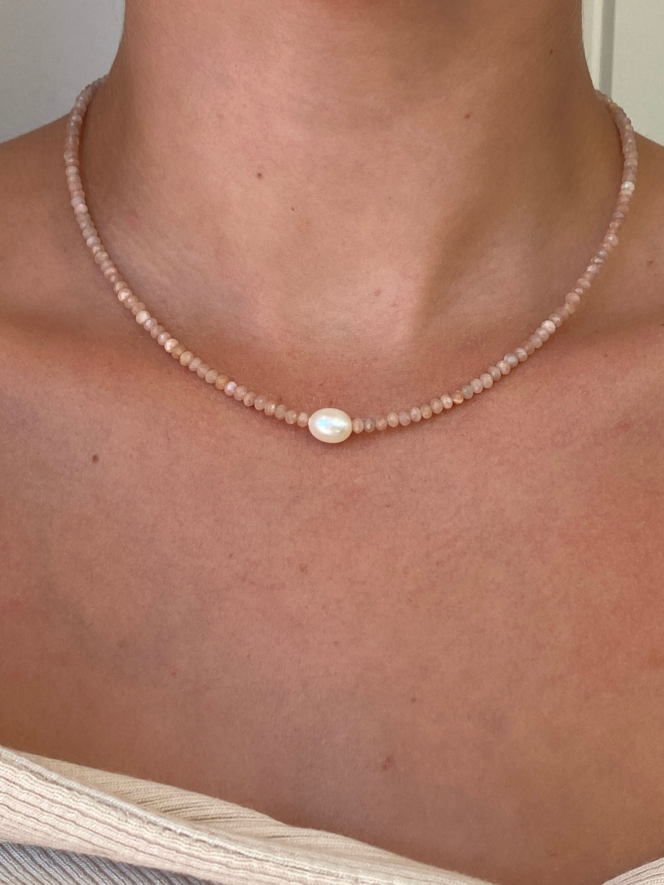 moonstone keshi pearl necklace
