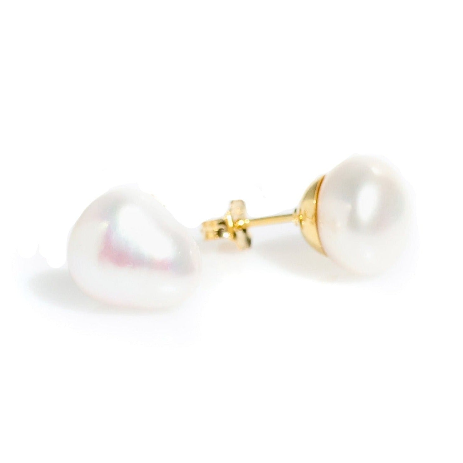12mm white keshi pearl studs