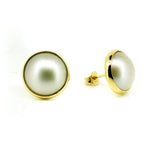 15mm Mabe pearl stud earrings gold vermeil coastal jewellery