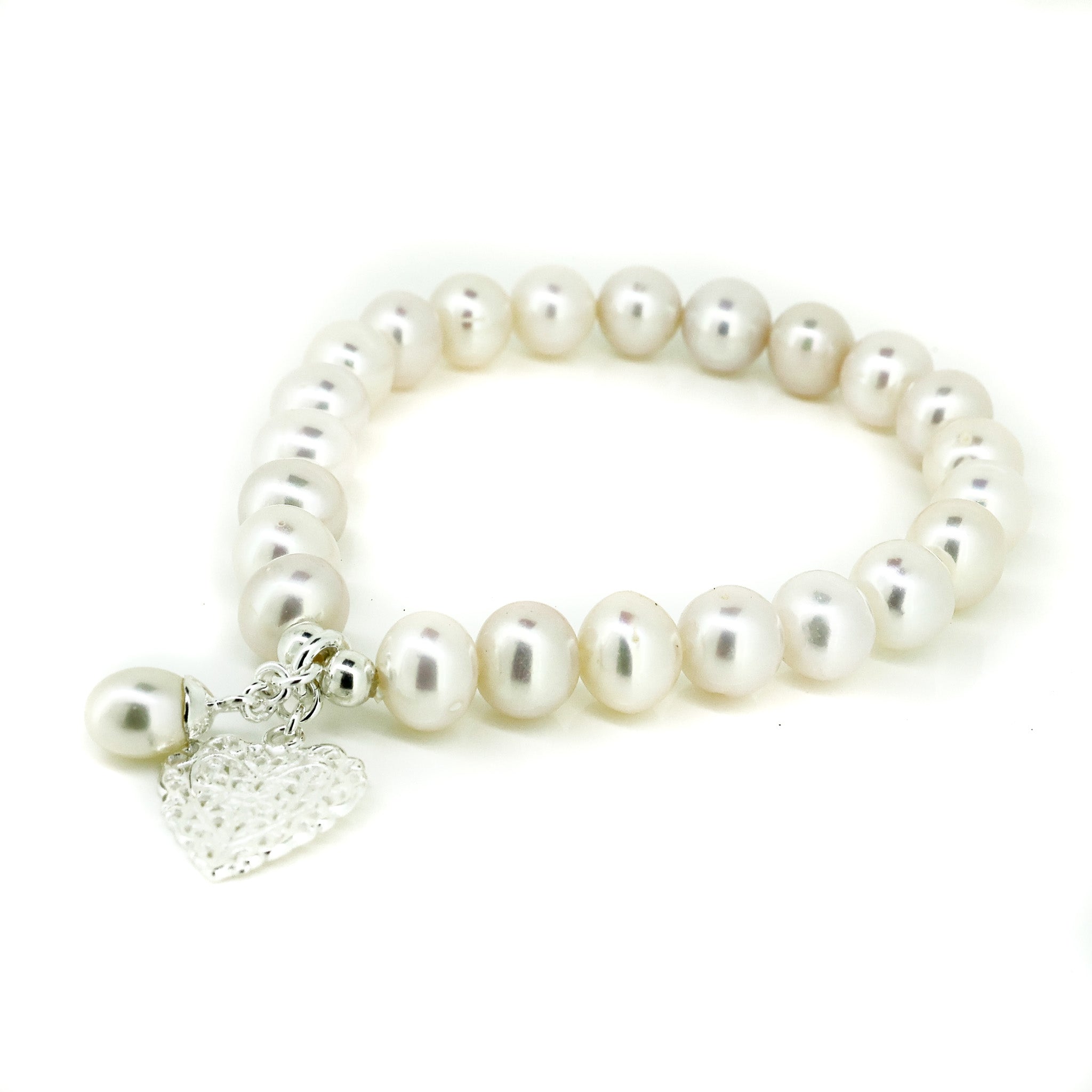 ocean hearts pearl stretch bracelet