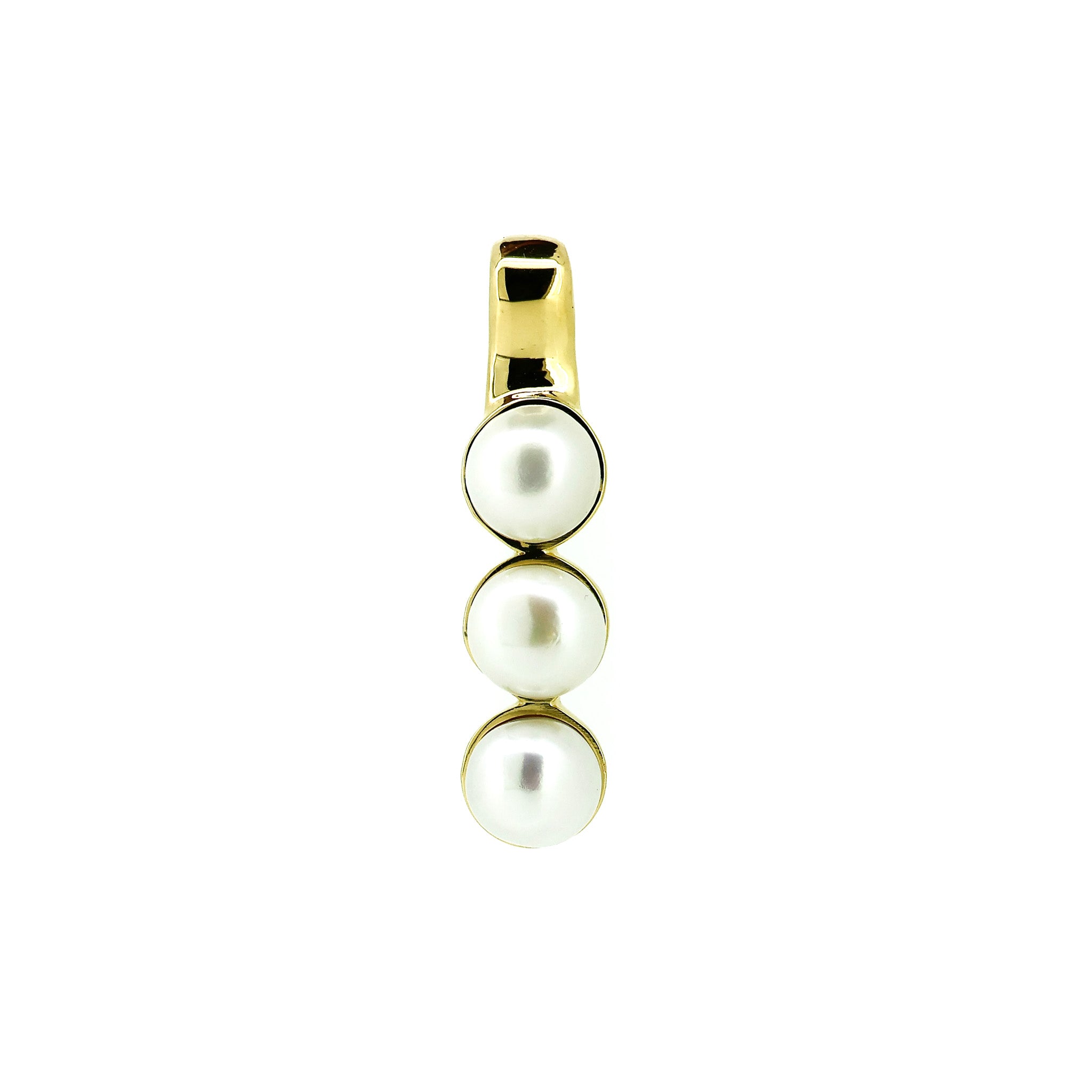 Elegant three pearl pendant in gold vermeil