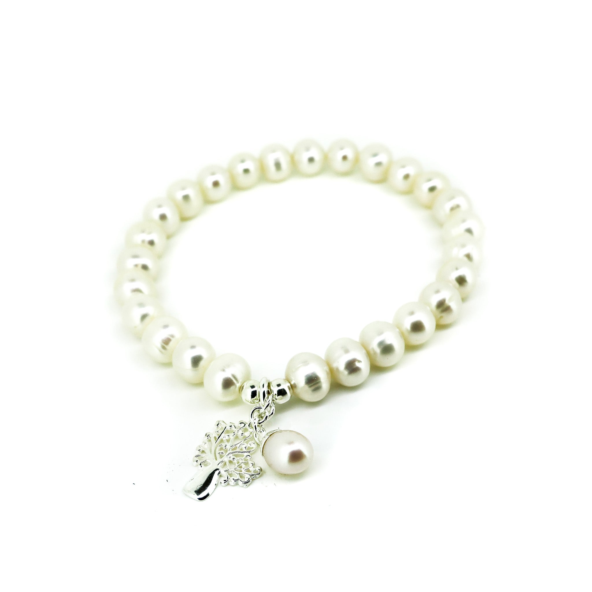 pearl stretch bracelet with boab tree charm