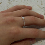 spiral silver ring with dainty pearl