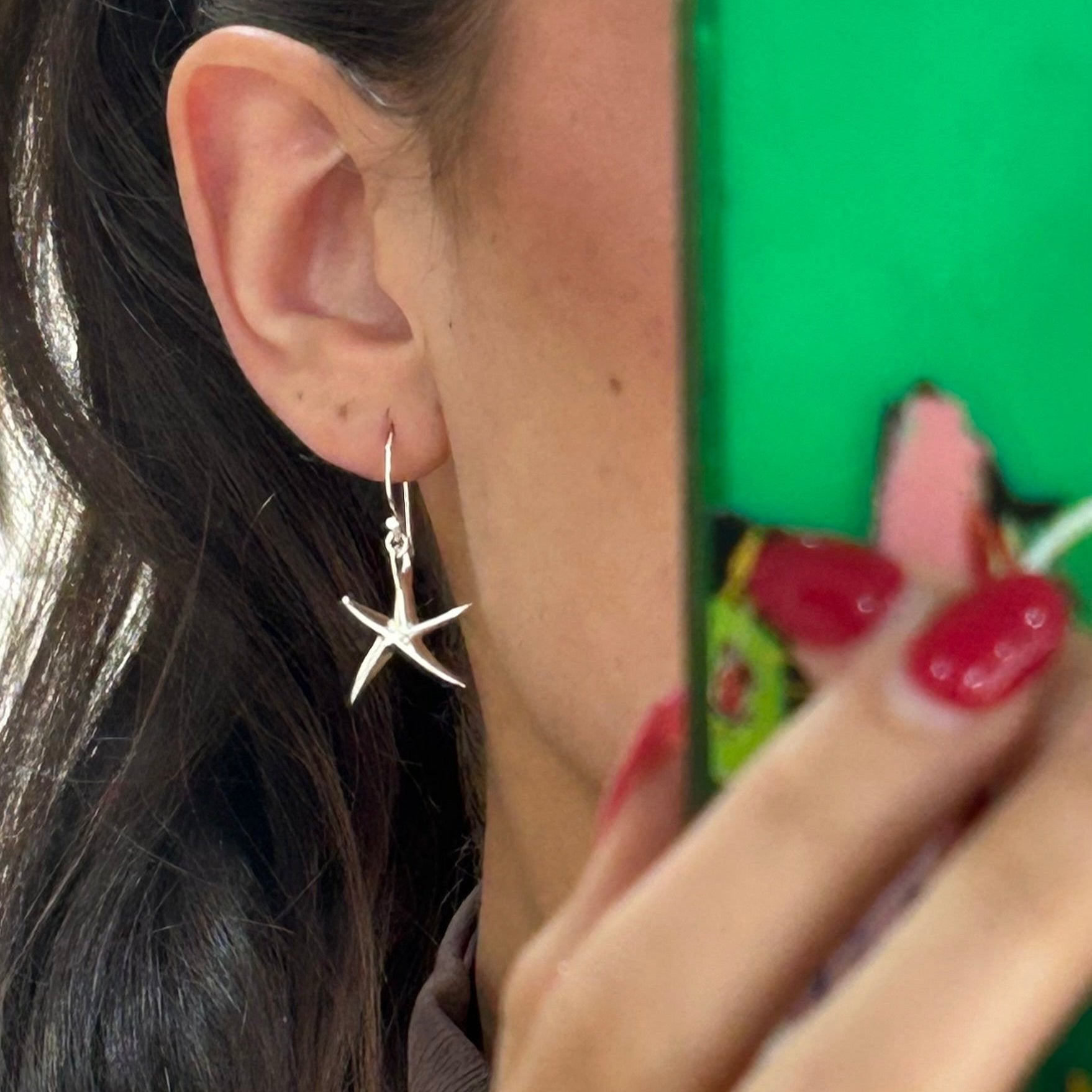 Silver starfish earrings