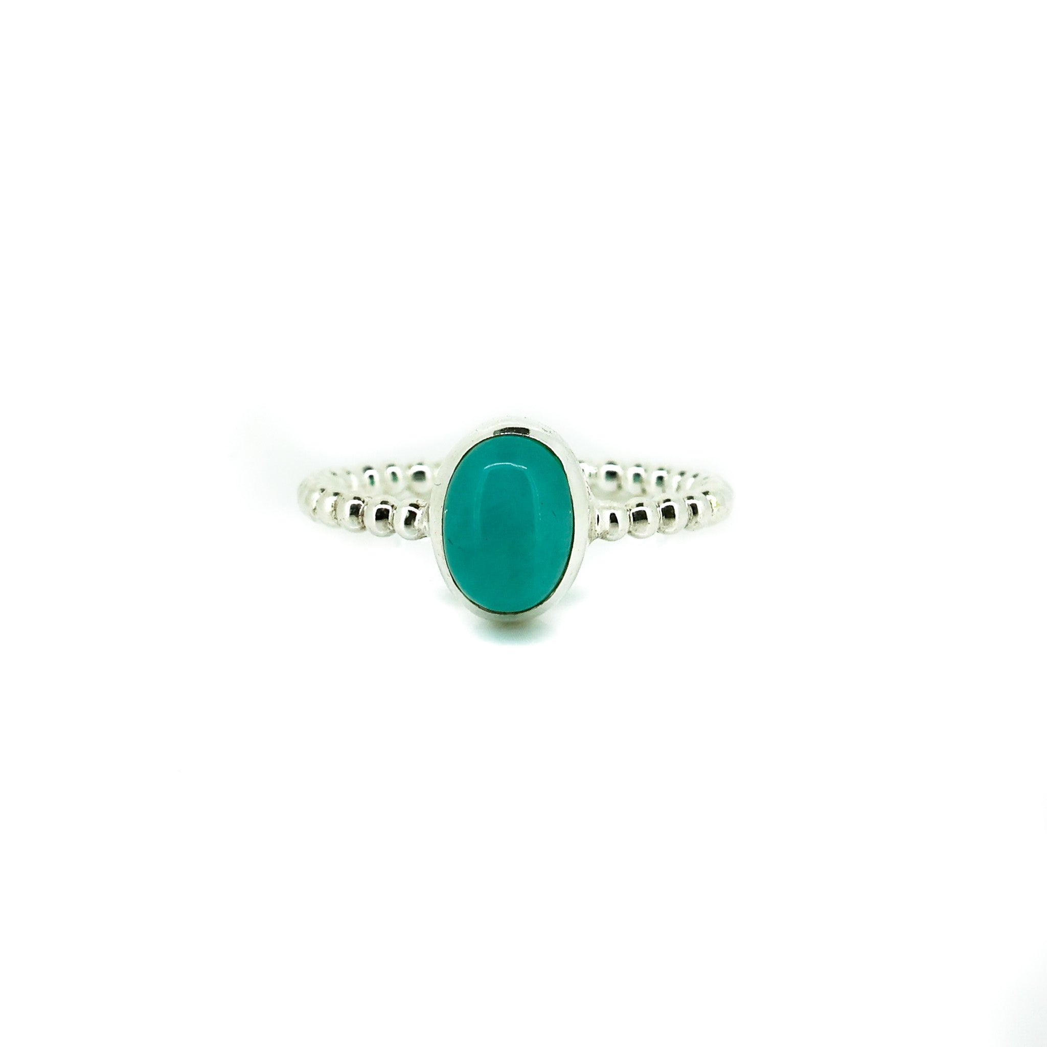 Oval amazonite ring in silver