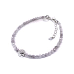 kunzite gemstone bracelet with silver shell charm