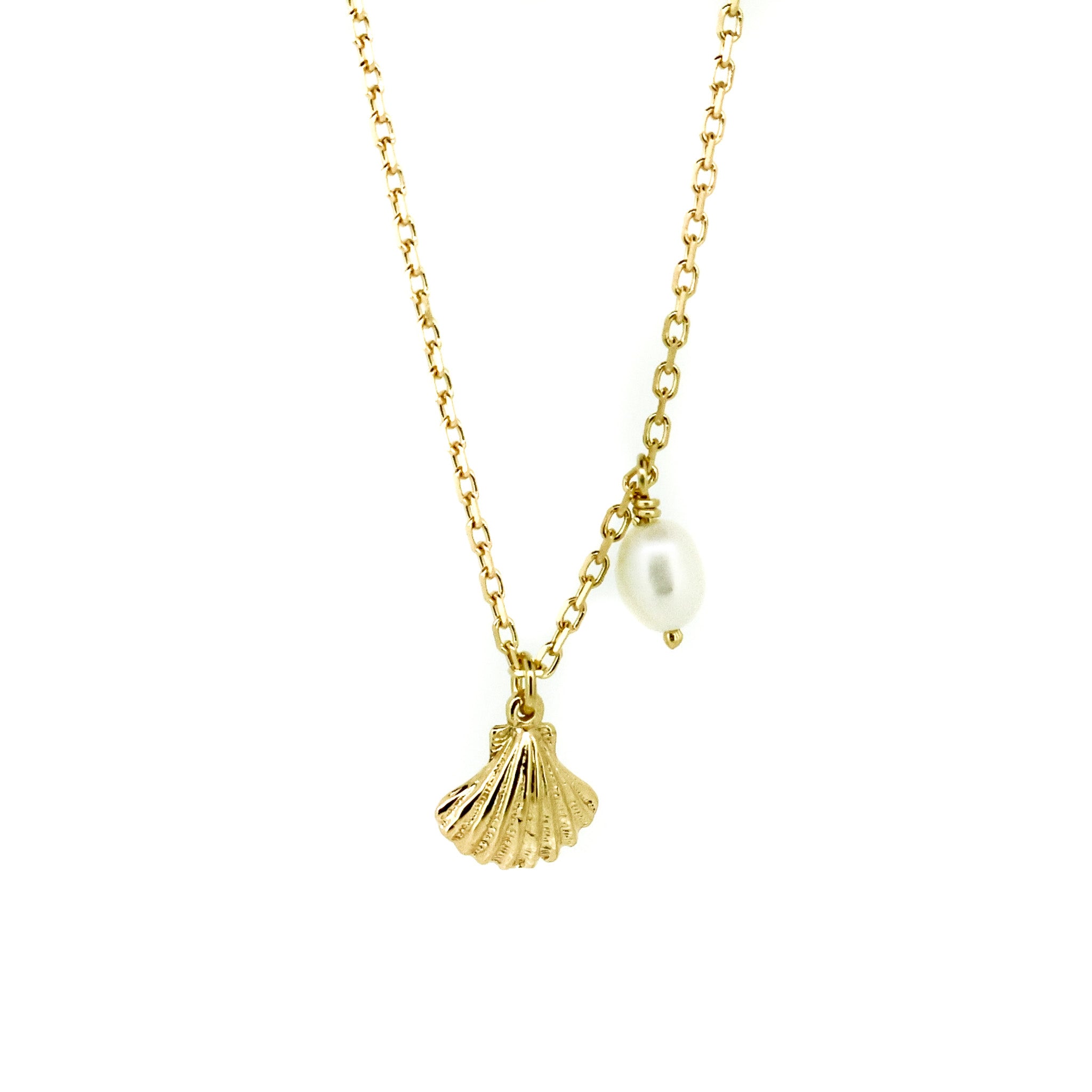 gold shell pearl necklace
