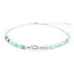 keshi pearl larimar anklet