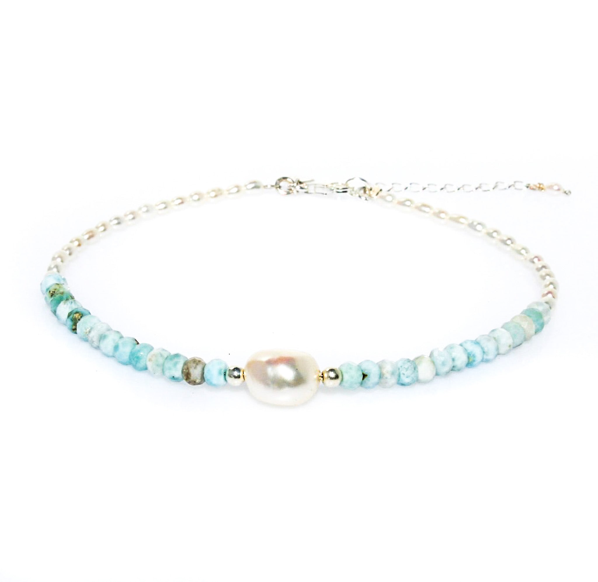keshi pearl larimar anklet