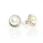 Pearl earrings with cubic zirconias