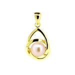 Gold pendant with a central pink pearl
