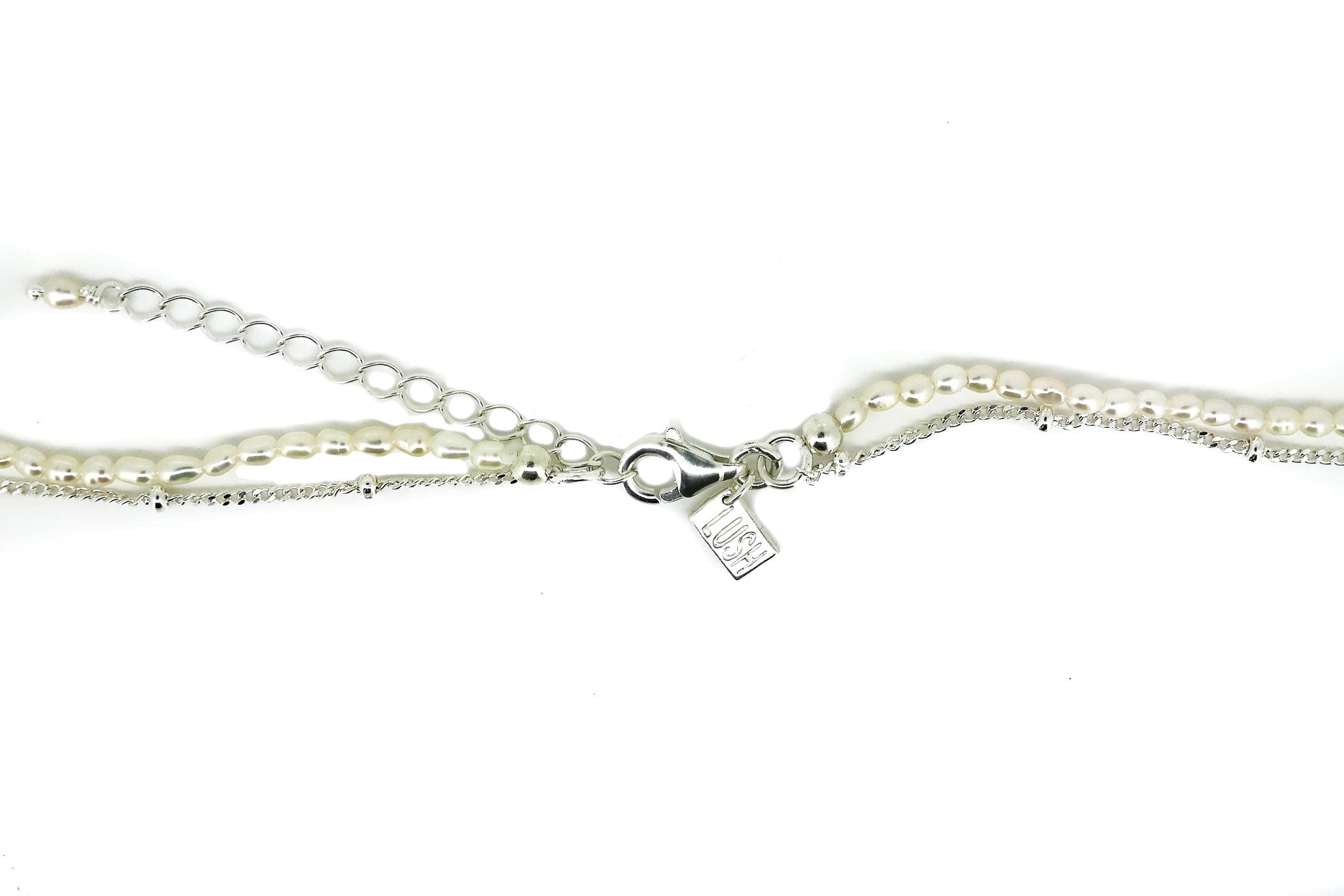 dainty double strand necklace with pearls an silver chain