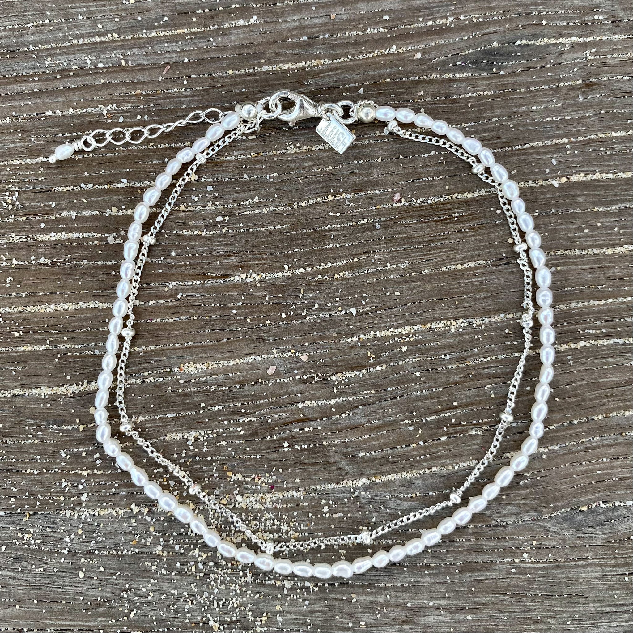 cascade pearl anklet silver