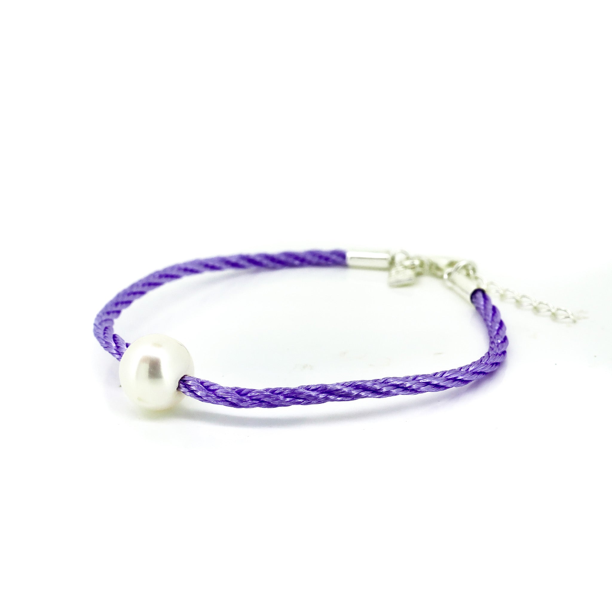 childrens purple braided pearl bracelet sterling silver clasp