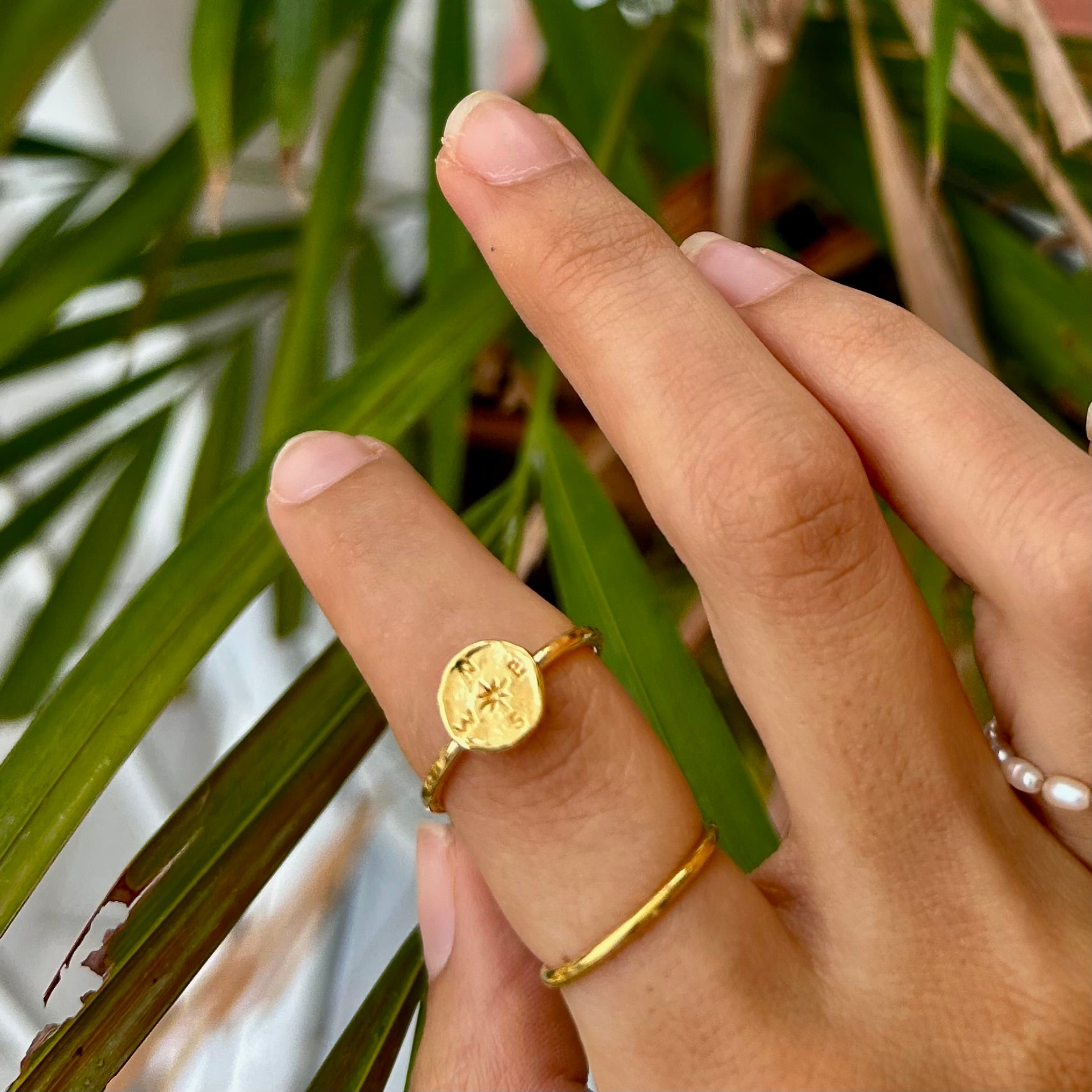 gold compass ring