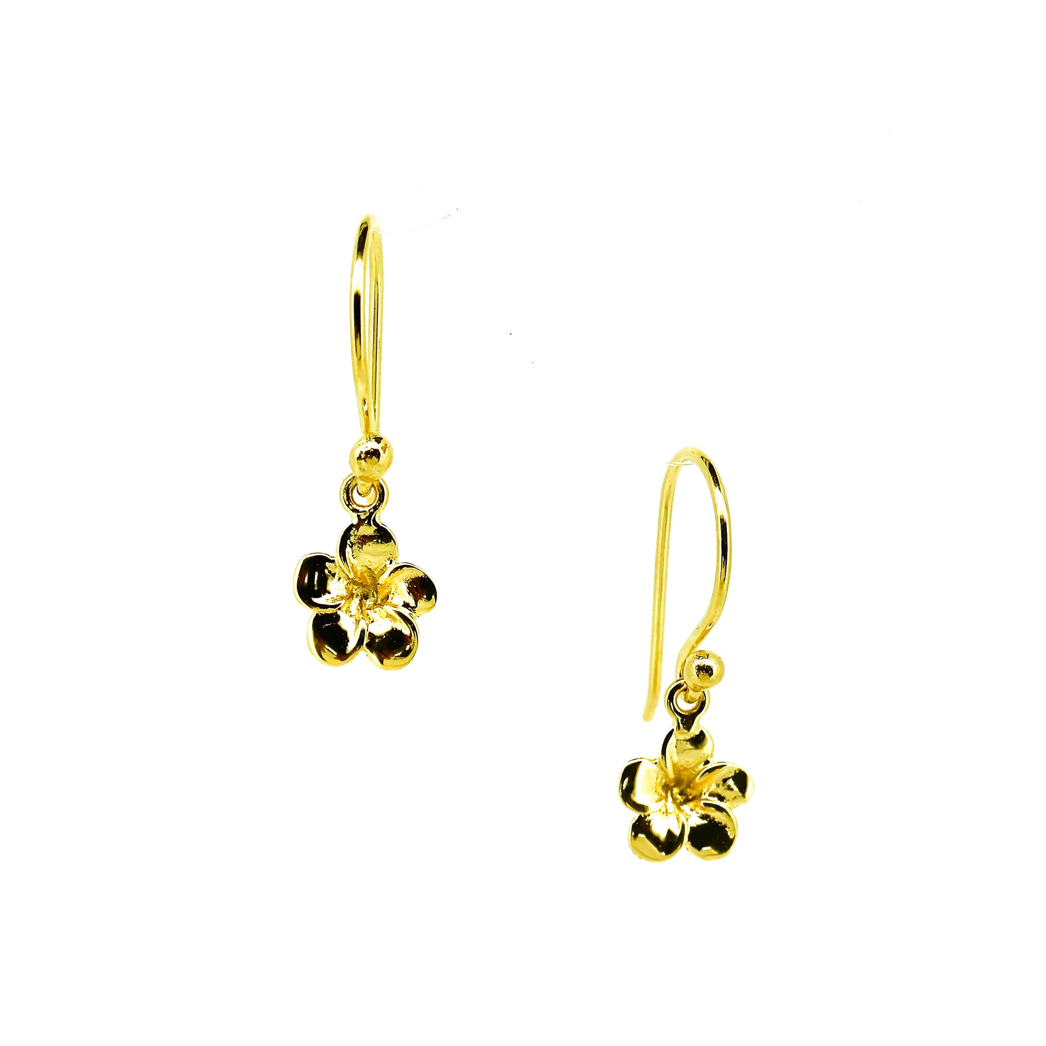 Gold vermeil dainty frangipani hook earrings