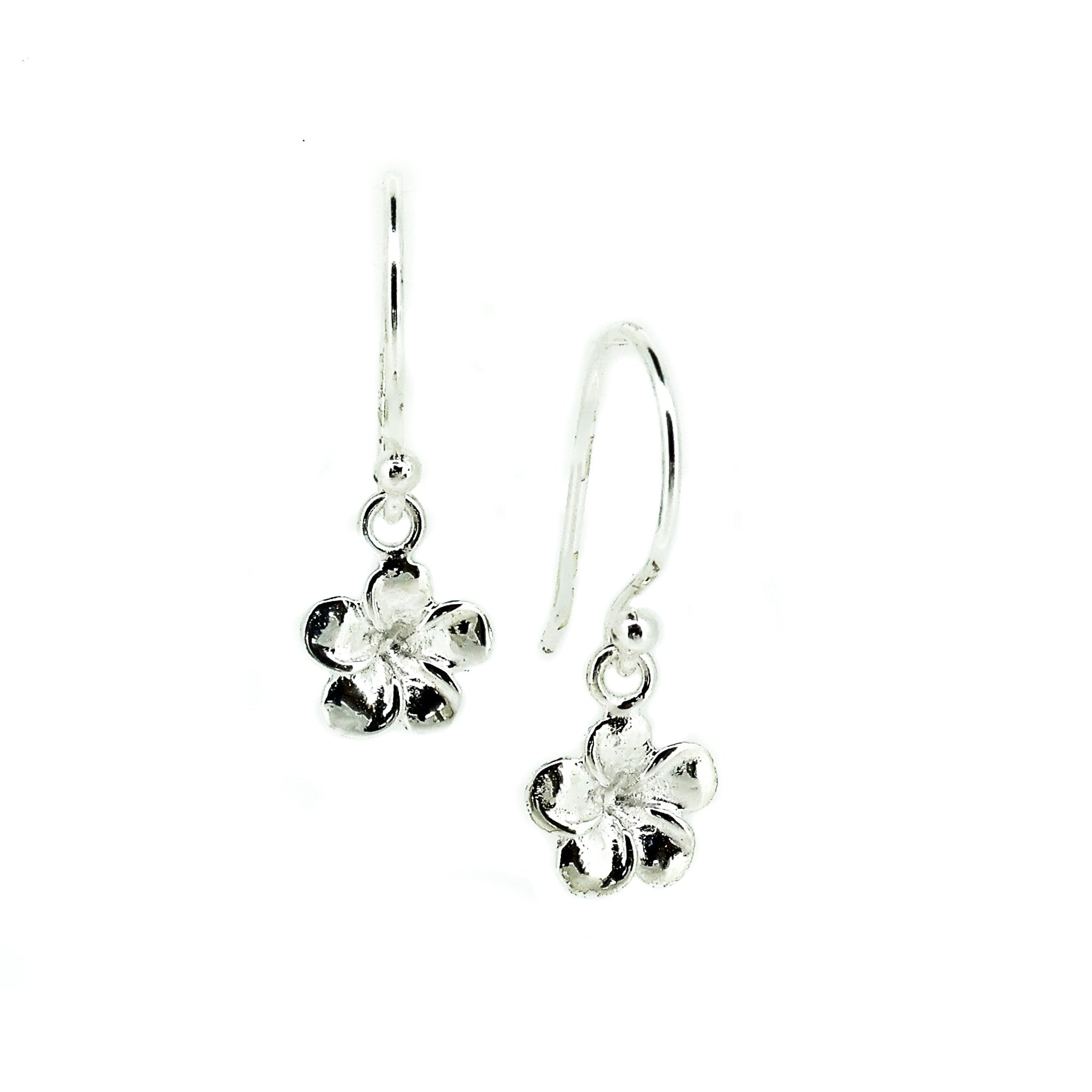 silver flower hook earrings