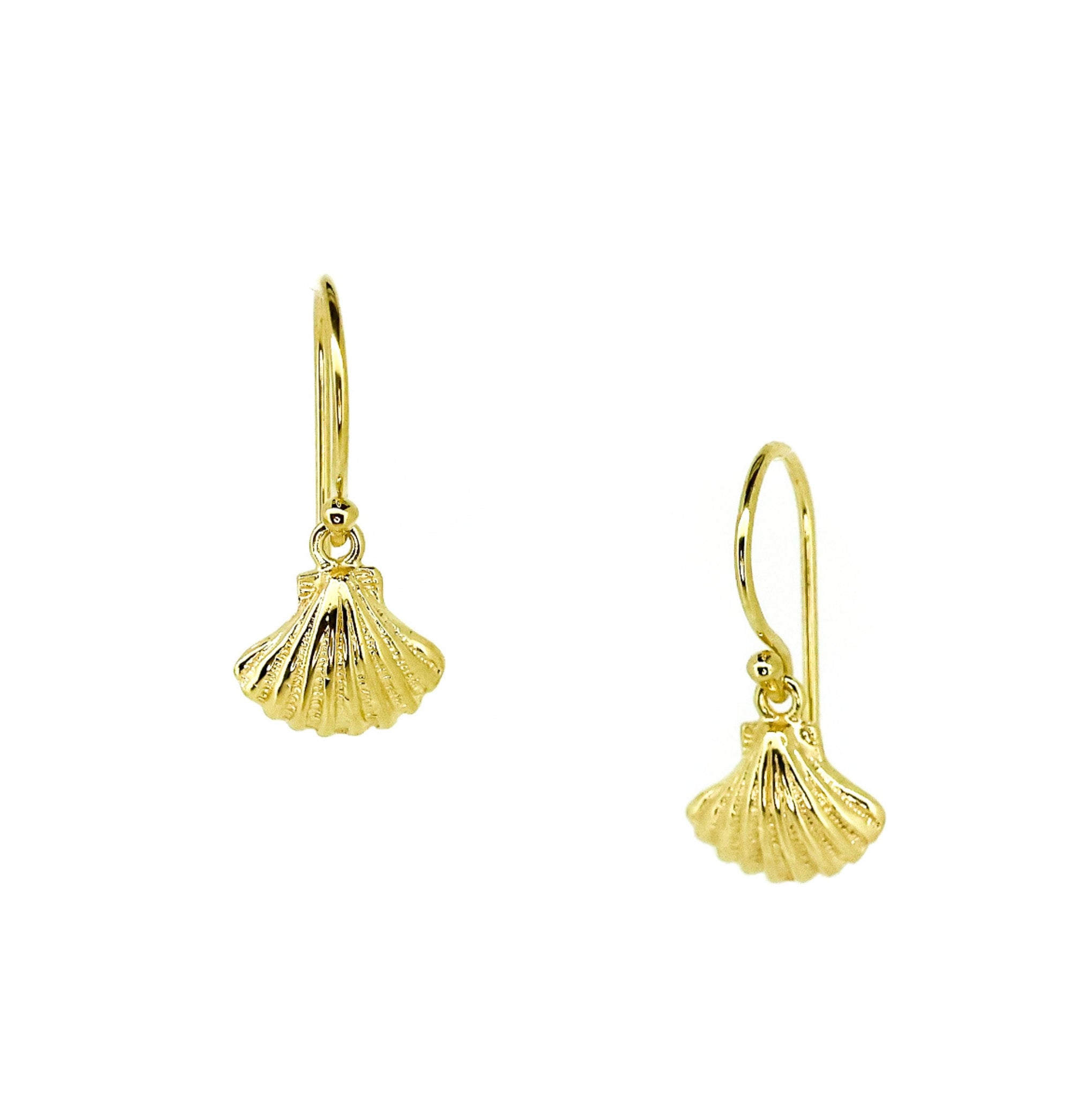 dainty gold shell earrings