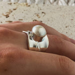 solid sterling silver ring with pearl