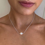 pearl necklace on silver chain
