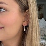 silver sleeper earrings with pink pearl