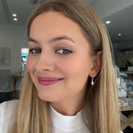 silver sleeper earrings with pink pearl